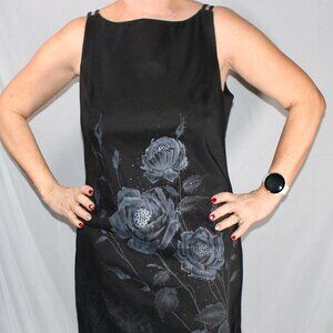CDC Black Floral Petite Dress with Rhinestone Details - Size 10P